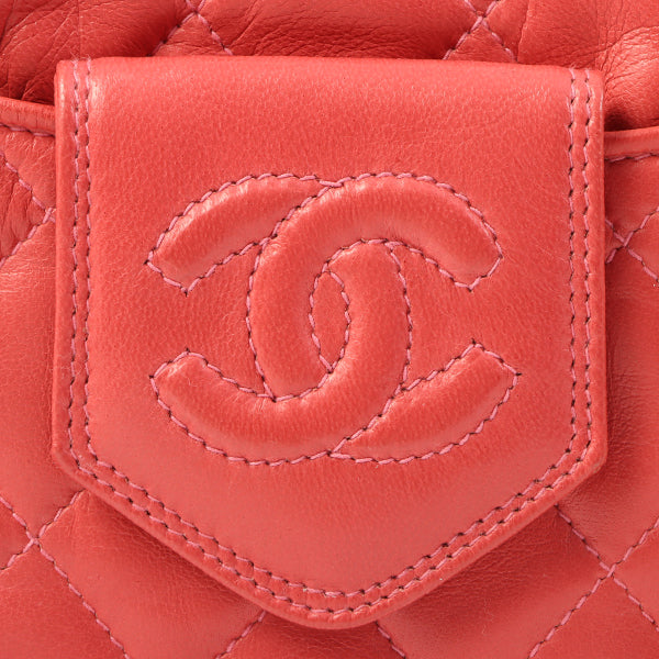 Chanel Around 1990 Made Cc Mark Stitch Fringe Bijoux Chain Bag Coral Pink