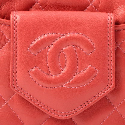 Chanel Around 1990 Made Cc Mark Stitch Fringe Bijoux Chain Bag Coral Pink