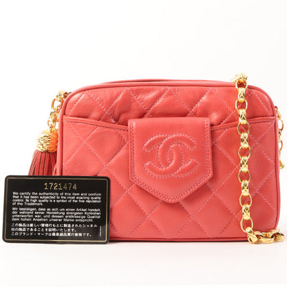 Chanel Around 1990 Made Cc Mark Stitch Fringe Bijoux Chain Bag Coral Pink