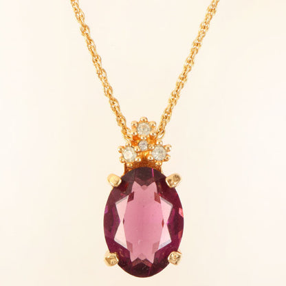 DIOR Oval Color Stone Necklace Purple