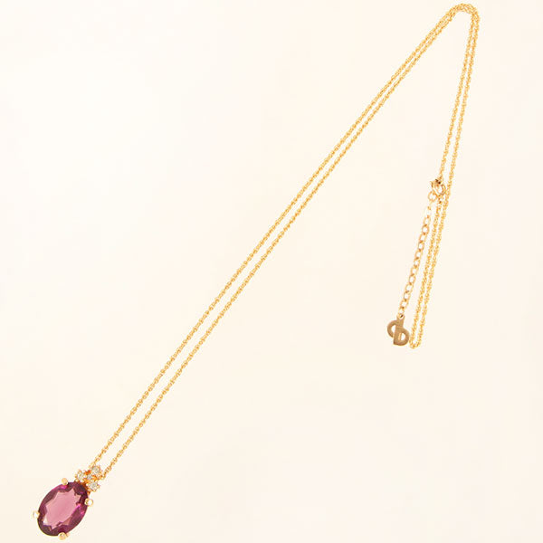 DIOR Oval Color Stone Necklace Purple