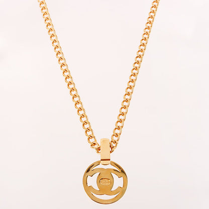 CHANEL 1997 Made Round Cutout Turn-Lock Necklace