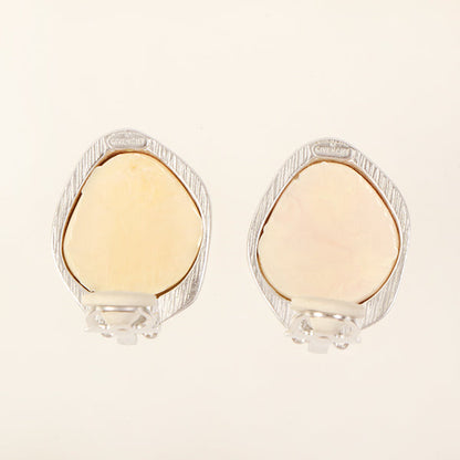 GIVENCHY Color Stone Logo Earrings Ivory/Silver