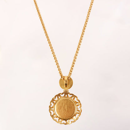 CHANEL 1995 Made Tiger Eye Circle Cc Mar Mirror Necklace