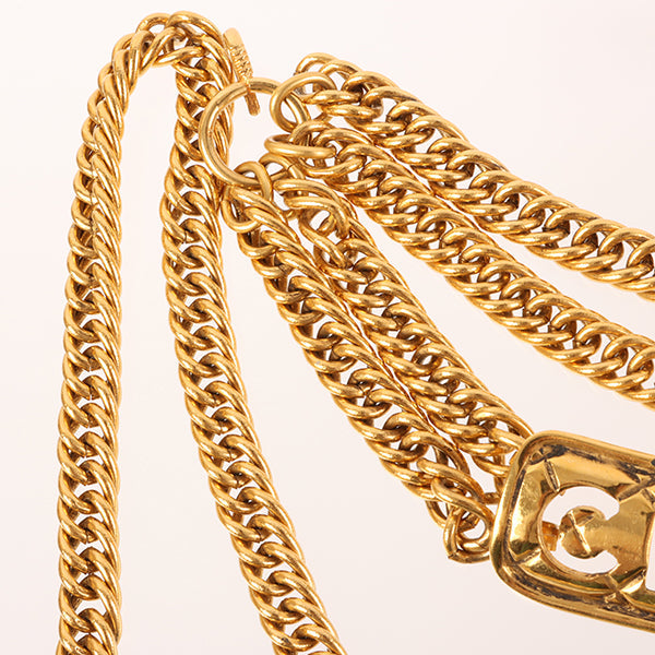 CHANEL Logo Cutout Plate Chain Belt