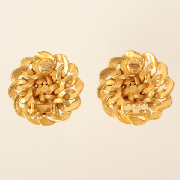 CHANEL 1996 Made Design Cutout Cc Mark Earrings