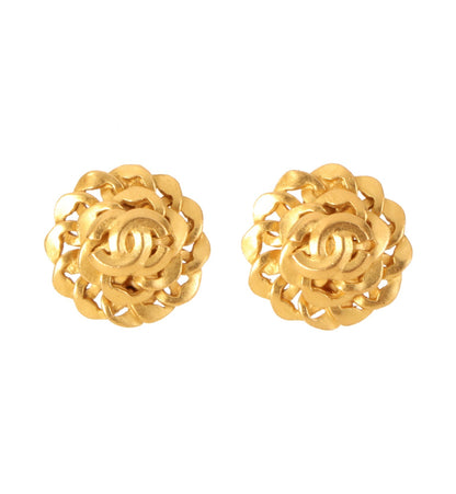 CHANEL 1996 Made Design Cutout Cc Mark Earrings