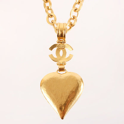 CHANEL 1995 Made Heart Mirror Design Cc Mark Necklace