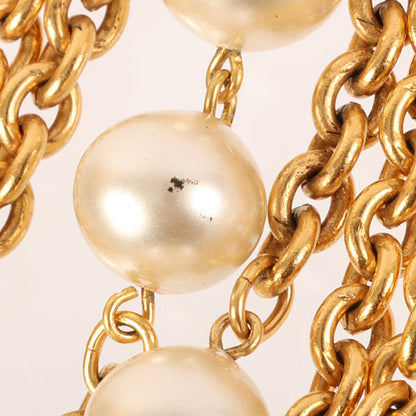 CHANEL Triple Pearl Long Chain Necklace