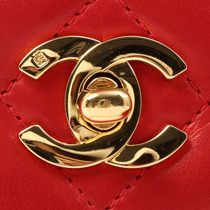 Chanel Around 1992 Made Turn-Lock Fringe Bijoux Chain Bag Red