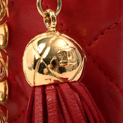 Chanel Around 1992 Made Turn-Lock Fringe Bijoux Chain Bag Red