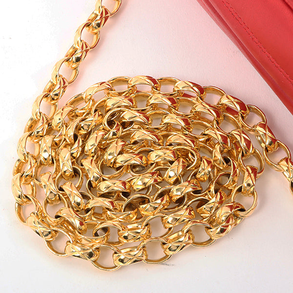 Chanel Around 1992 Made Turn-Lock Fringe Bijoux Chain Bag Red