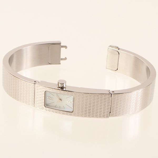 FENDI Rectangular Face Logo Bangle Watch Silver