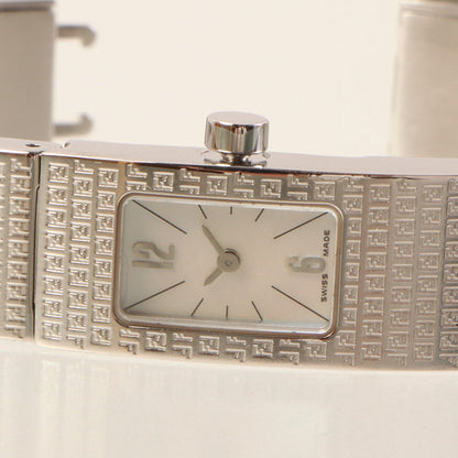 FENDI Rectangular Face Logo Bangle Watch Silver