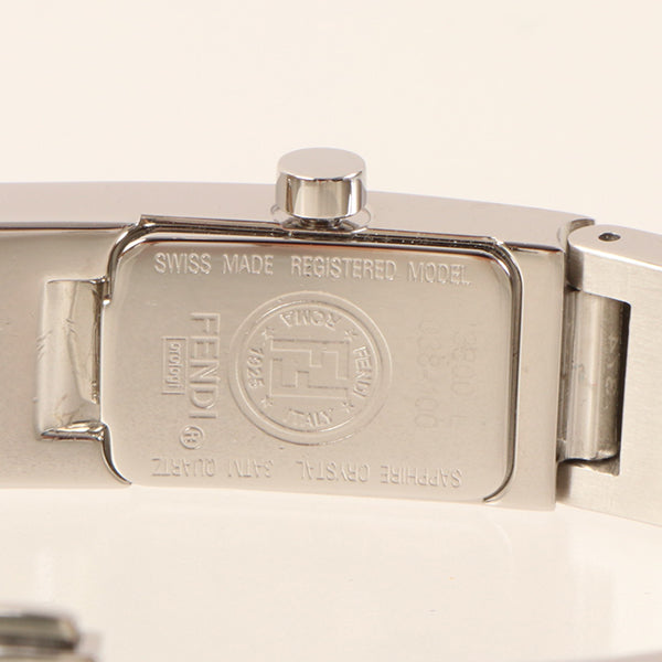 FENDI Rectangular Face Logo Bangle Watch Silver