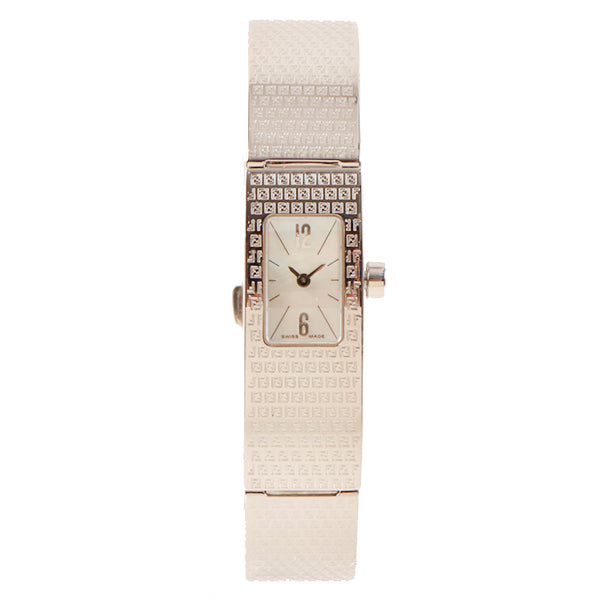 FENDI Rectangular Face Logo Bangle Watch Silver