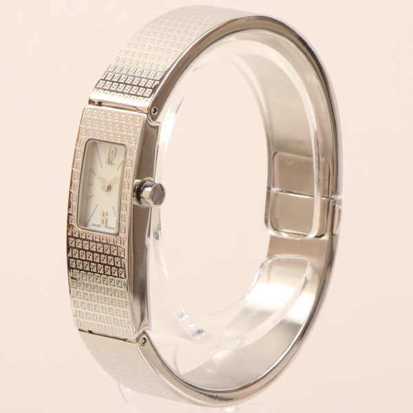 FENDI Rectangular Face Logo Bangle Watch Silver