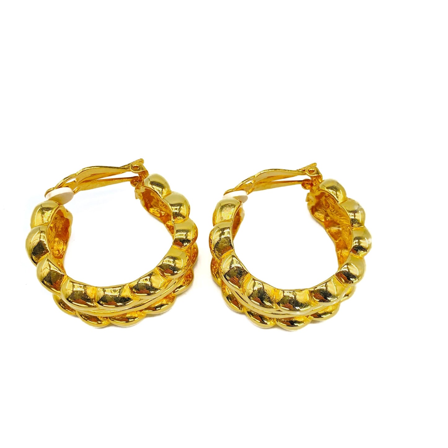 GIVENCHY Vintage Gold Plated Clip On Earrings 1980s