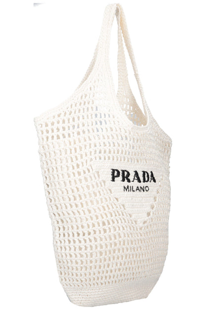 PRADA Raffia Tote Bag White