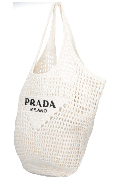 PRADA Raffia Tote Bag White