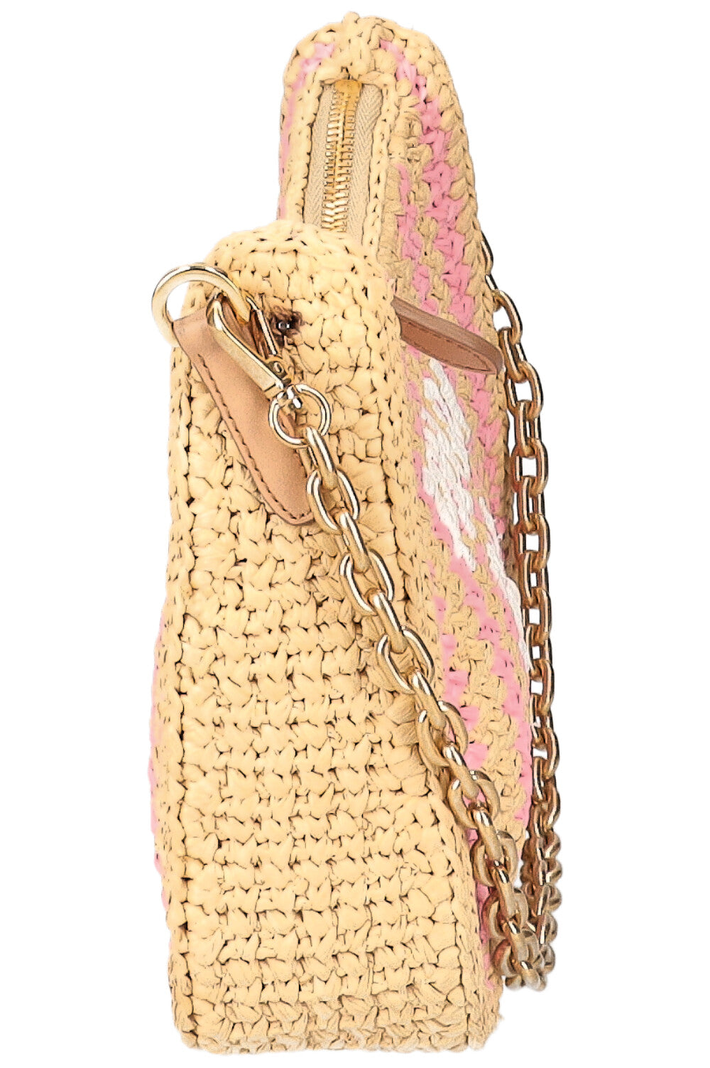 PRADA Re-Edition 2005 Crochet Bag Tan Pink