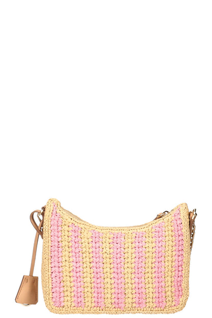 PRADA Re-Edition 2005 Crochet Bag Tan Pink