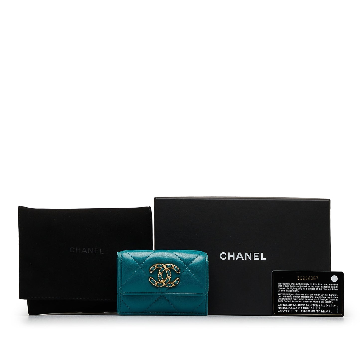 CHANEL 19 Trifold Flap Compact Wallet Small Wallets