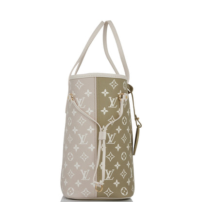 Louis Vuitton Spring in the City Khaki and Beige Monogram Empreinte Neverfull MM