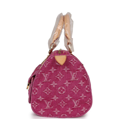 Vintage Louis Vuitton Neo Speedy Pink Denim Monogram Gold Hardware