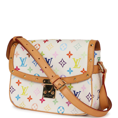 Vintage Louis Vuitton Sologne White Multicolor Canvas Gold Hardware