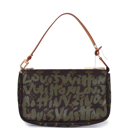 Vintage Louis Vuitton x Stephen Sprouse Pochette Accessories Khaki Graffiti Gold Hardware