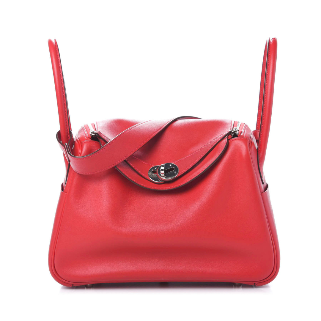 Hermes Lindy 26 Verso Swift Calfskin Rouge de Coeur/Rouge Piment PHW