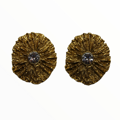 Yves Saint Laurent vintage sunburst earclips with rhinestone  - 1990s