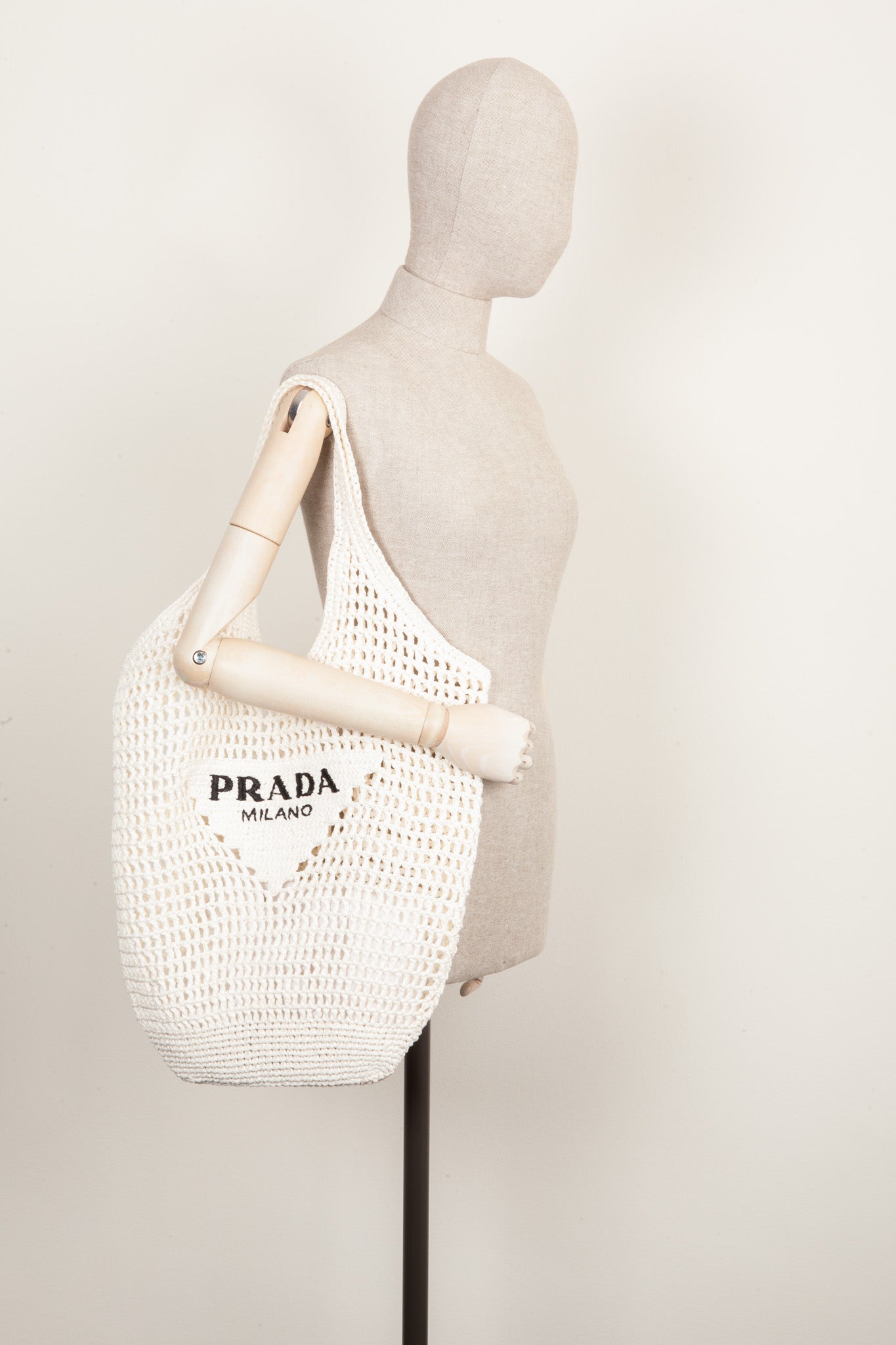 PRADA Raffia Tote Bag White