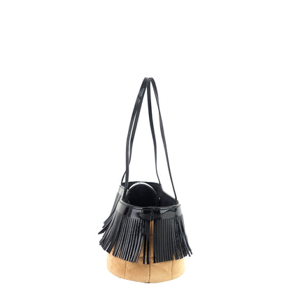 CHANEL Suede and Patent Leather Mini Fringe Handbag