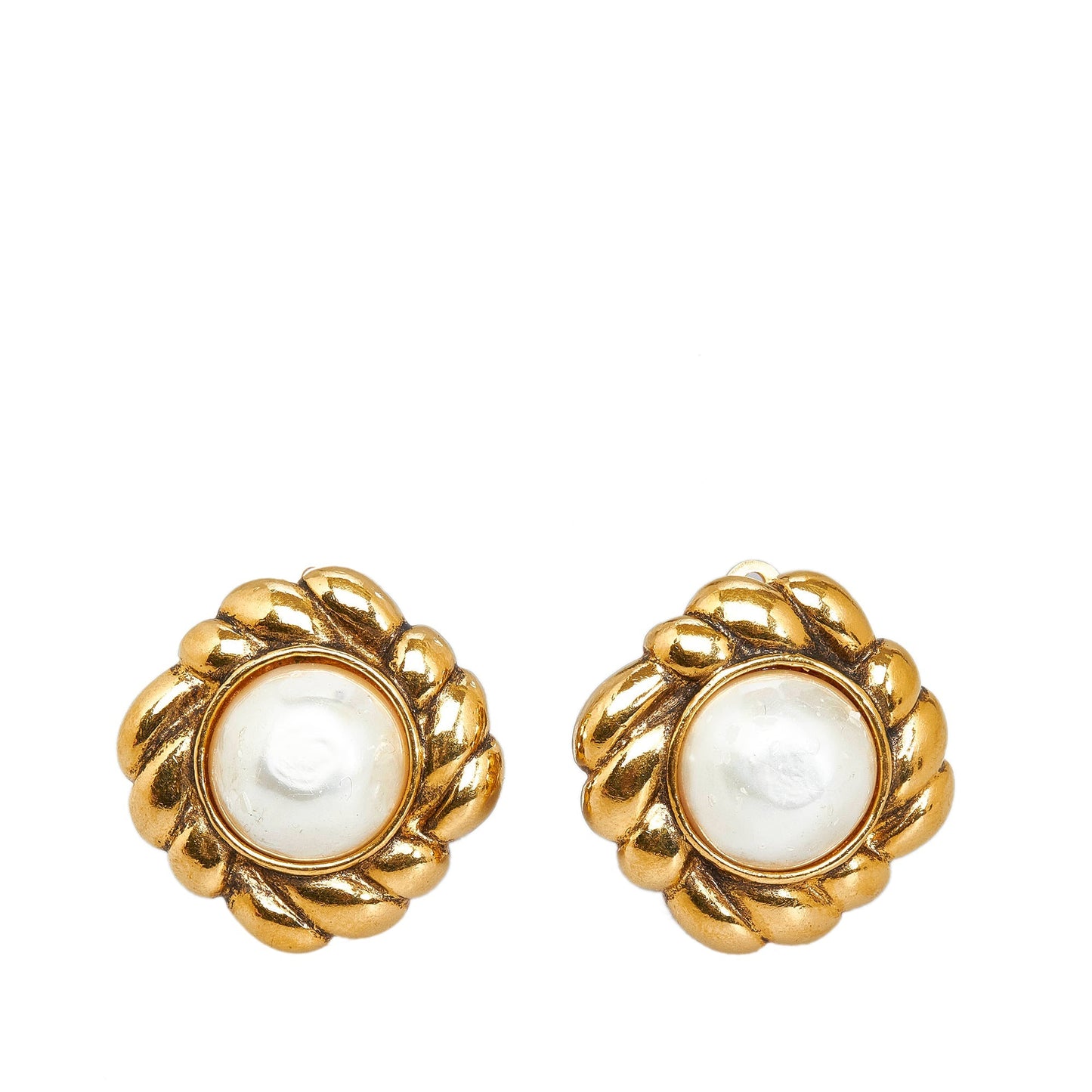 CHANEL Faux Pearl Clip-On Earrings Costume Earrings