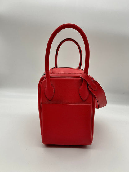 Hermes Lindy 26 Verso Swift Calfskin Rouge de Coeur/Rouge Piment PHW