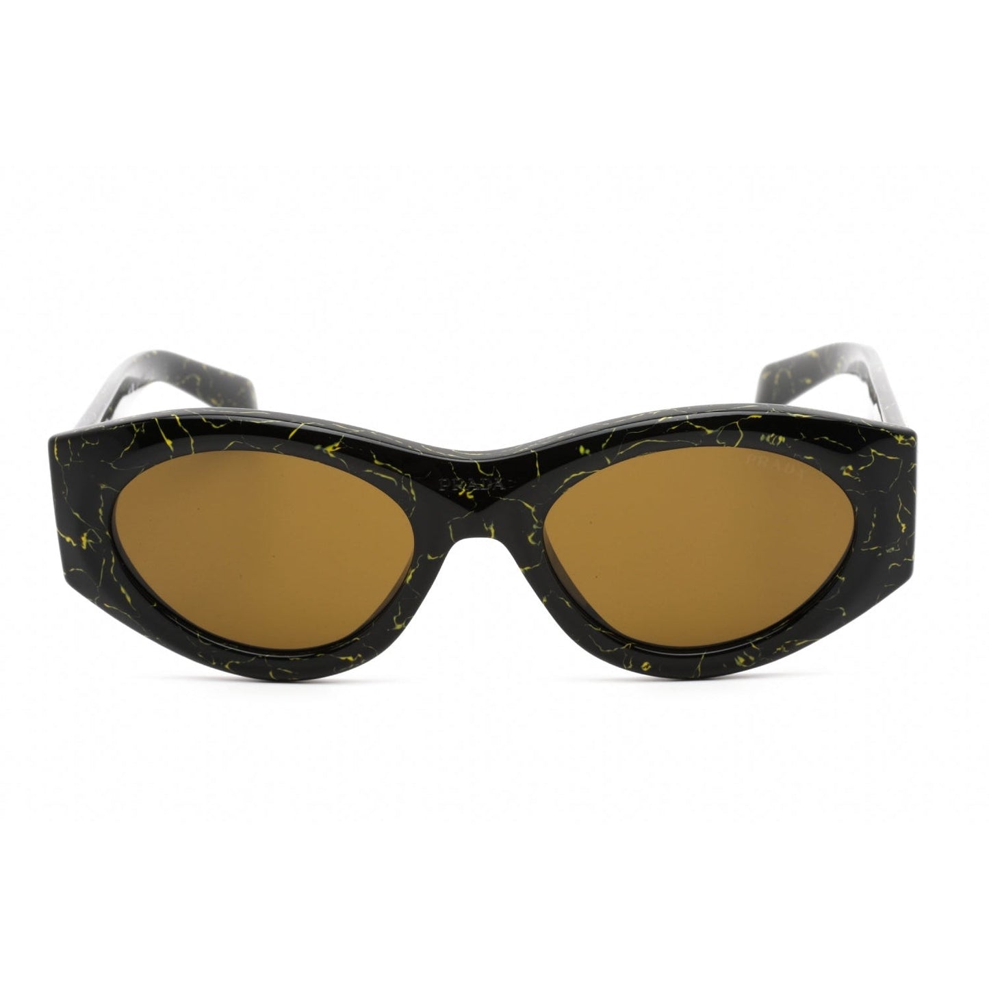 Prada   20ZS Sunglasses Black Yellow Marble /  Dark Brown Women's