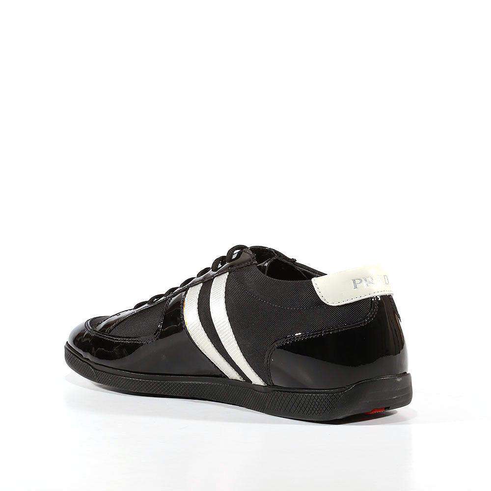 Prada Sneakers Sports Men's Shoes Black & Silver 4E1806 (PRM66)