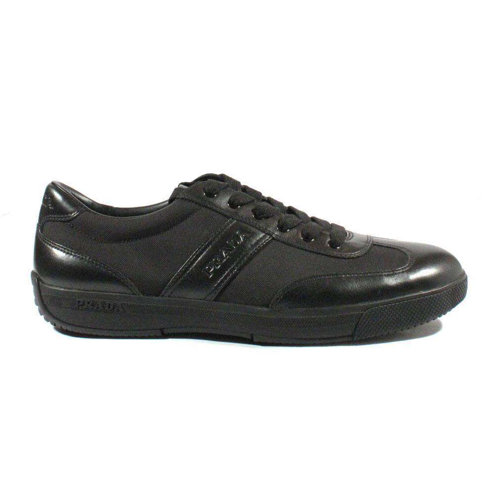 Prada Sports Men's Designer Shoes Black Leather Sneakers (PRM29)