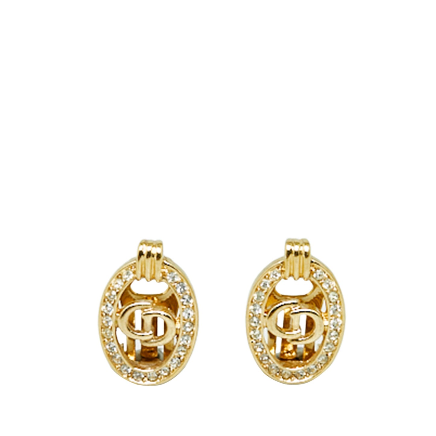 DIOR Rhinestone Logo Clip-On Earrings Costume Earrings