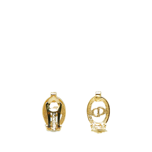 DIOR Rhinestone Logo Clip-On Earrings Costume Earrings