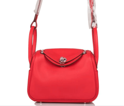 Hermes Mini Lindy Rouge de Coeur Swift Palladium Hardware