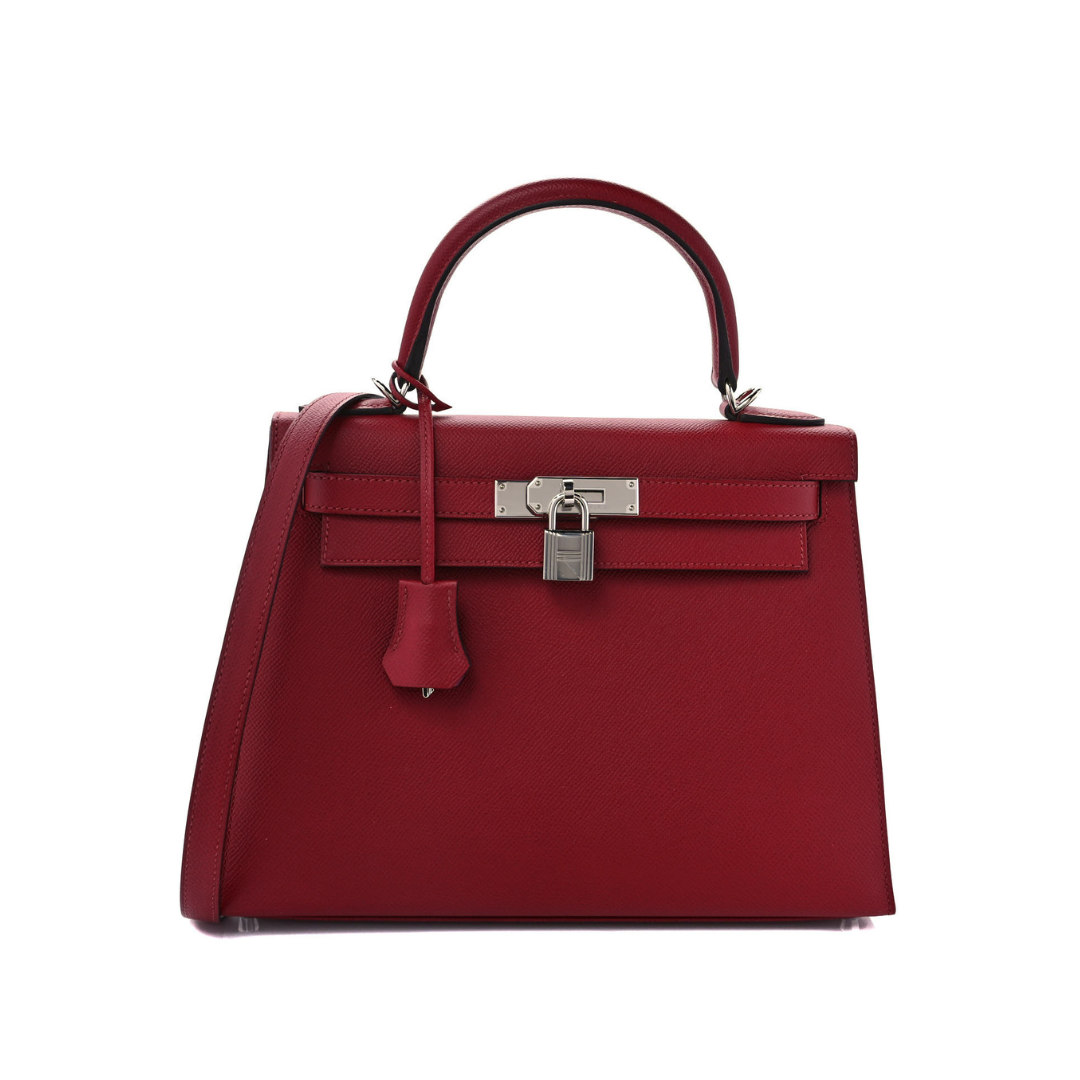 Hermes Kelly II 28 Sellier Verso Veau Epsom AJ Rouge Grenat Rose Pourpre