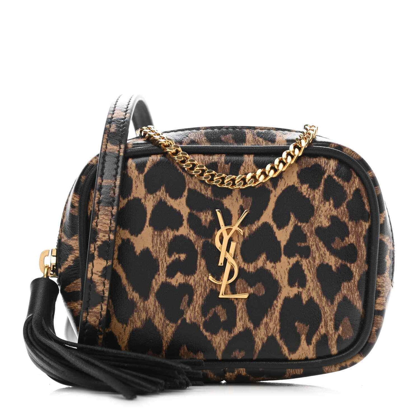 Yves Saint Laurent BABY LOU LEOPARD HEART MONOGRAM TASSEL BAG