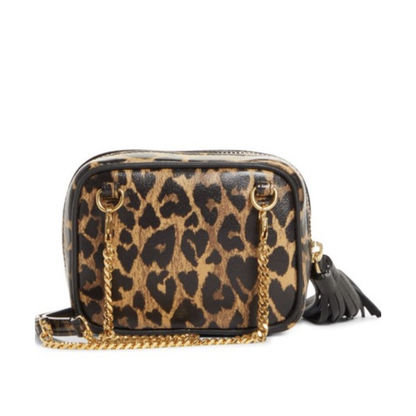 Yves Saint Laurent BABY LOU LEOPARD HEART MONOGRAM TASSEL BAG