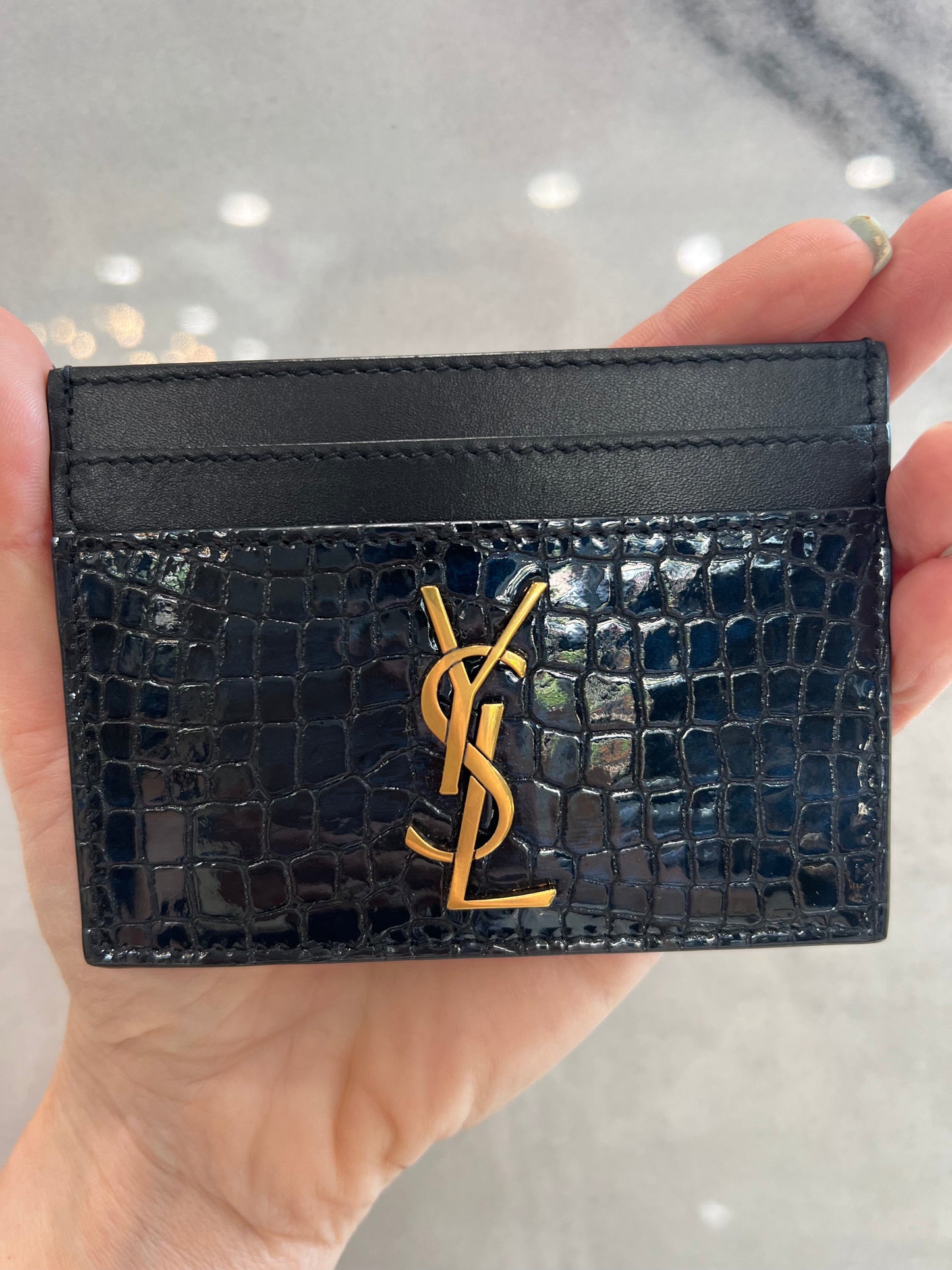 Yves Saint Laurent  LEATHER CASSANDRE CARD CASE