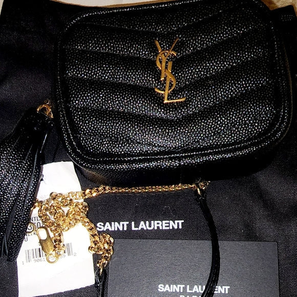 Yves Saint Laurent LOU BABY QUILTED GRAIN DE POUDRE LEATHER CHAIN BAG