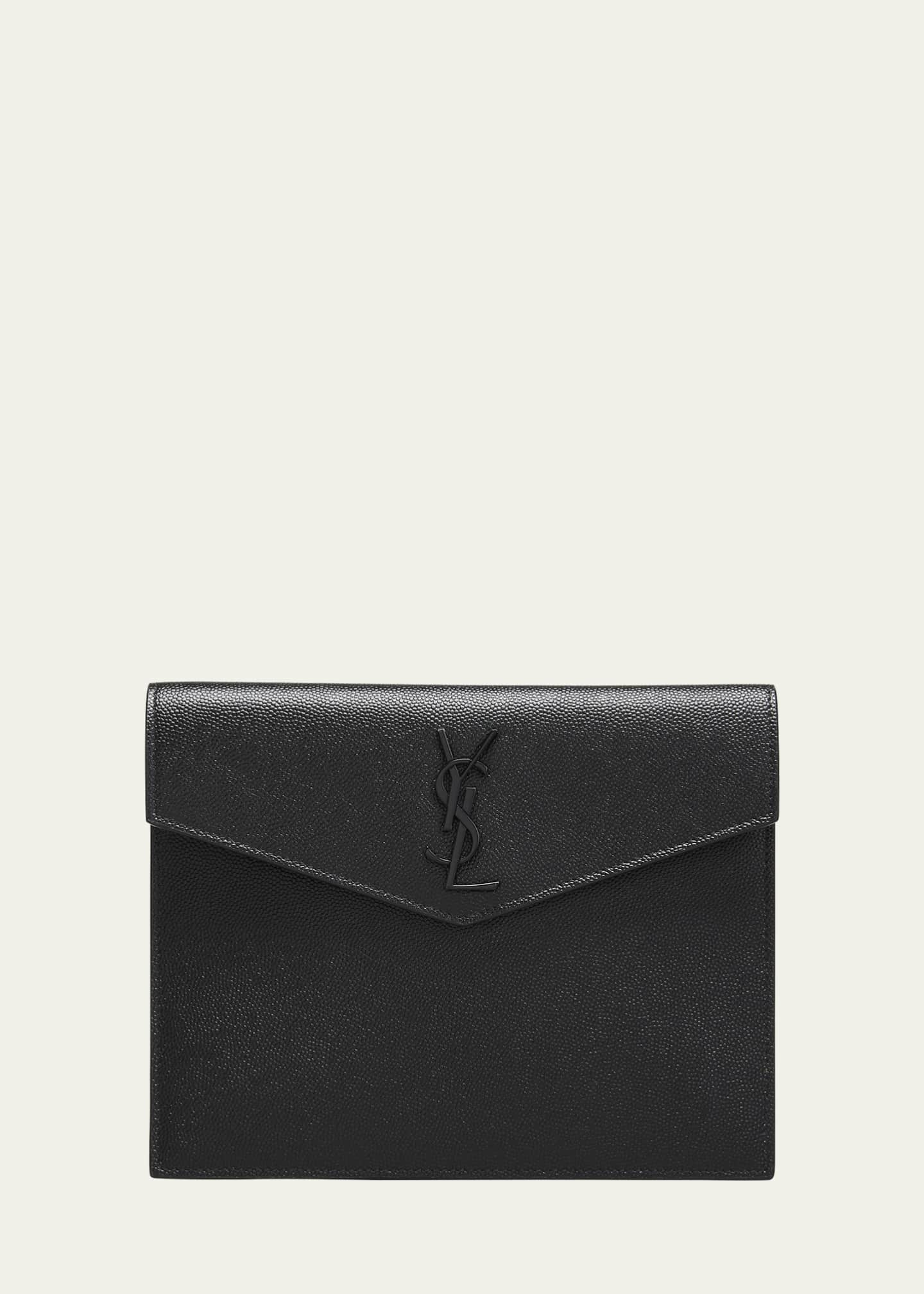 Yves Saint Laurent UPTOWN BABY GRAINED LEATHER CLUTCH/WALLET