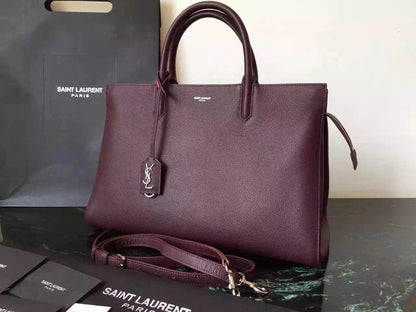 Yves Saint Laurent Medium Rive Gauche Bag In Burgundy Leather